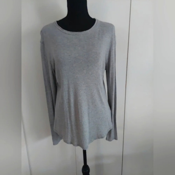 Eileen Fisher Ribbed Knit longsleeve top blouse Gray Medium Lightweight stretch - Picture 1 of 6